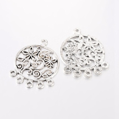 Tibetan Style Alloy Flat Round Chandelier Component X-EA269Y-1