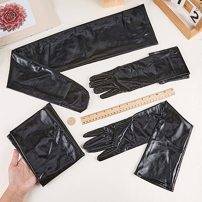 Imitation Leather Long Gloves & Stockings Sets AJEW-CL0002-99B-1