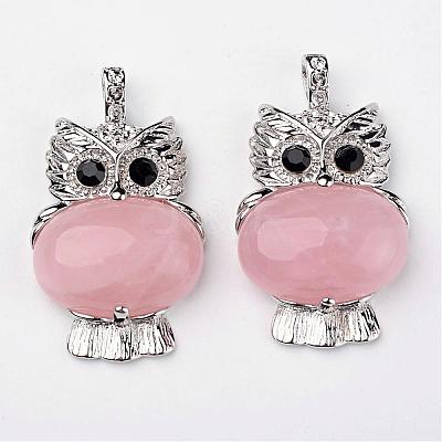 Natural Rose Quartz Pendants G-G884-B03-FF-1