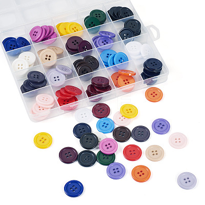 120Pcs 20 Colors 4-Hole Resin Buttons BUTT-TA0001-29B-1