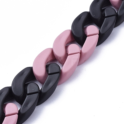 Handmade Opaque Spray Painted Acrylic Curb Chains AJEW-JB00619-03-1