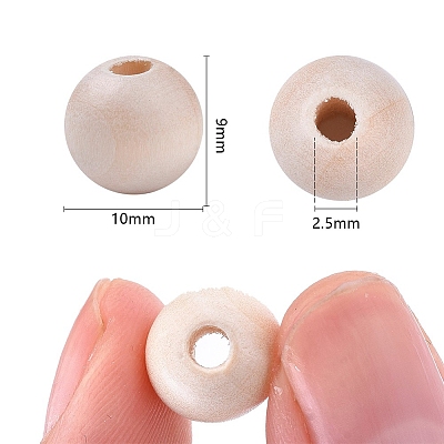 Natural Unfinished Wood Beads WOOD-S651-A10mm-LF-1