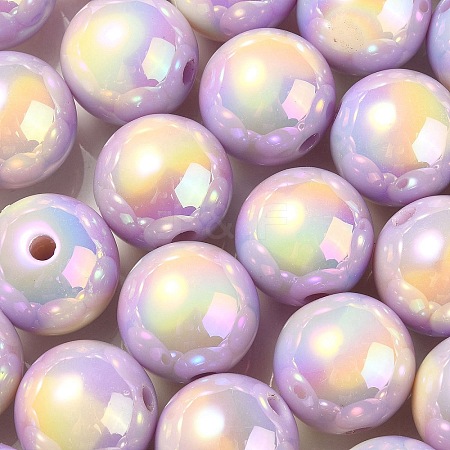 UV Plating Rainbow Iridescent Acrylic Beads OACR-F004-08D-1