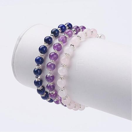 Natural Gemstone Beads Stretch Bracelets BJEW-JB02858-1
