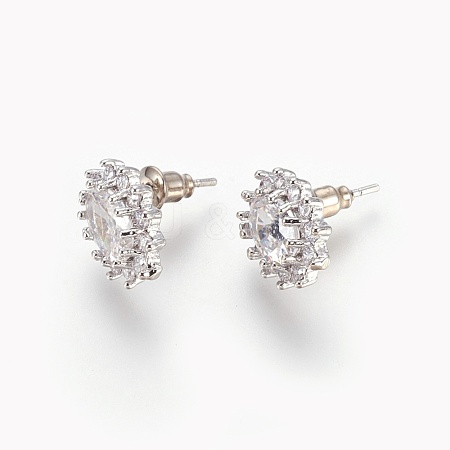 Cubic Zirconia Stud Earrings EJEW-P167-03P-1