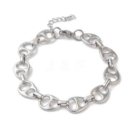 Non-Tarnish 304 Stainless Steel Hollow Teardrop Link Chain Bracelets for Women BJEW-B092-07P-1