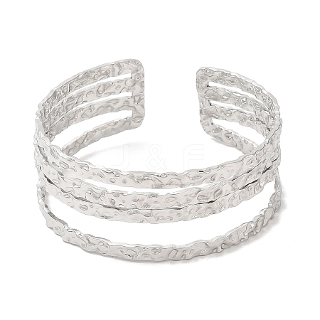 Non-Tarnish 304 Stainless Steel Multi Line Cuff Bangles for Women BJEW-L682-004P-1