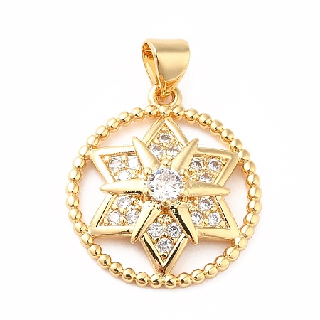 Rack Plating Brass Micro Pave Cubic Zirconia Pendants KK-B057-07G-1