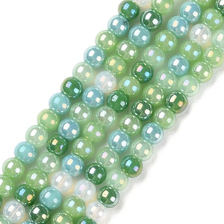 Transperant Electroplate Glass Beads Strands X-GLAA-P056-4mm-B04-1