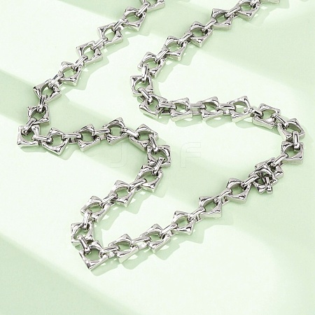304 Stainless Steel Rhombus Link Chain Necklaces for Women Men NJEW-F363-02P-1