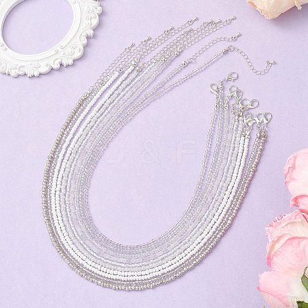 3MM Gradient Color Glass Seed Beaded Choker Necklaces for Women NJEW-JN05878-1