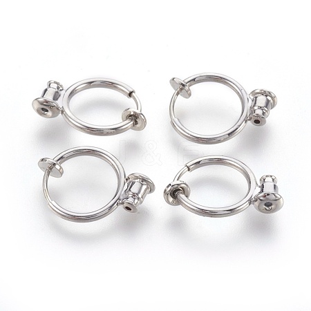 Brass Clip-on Hoop Earrings KK-L168-04P-1