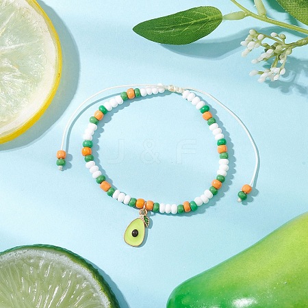 9Pcs Fruit Theme Alloy Enamel Charm Bracelets BJEW-MZ00206-04-1