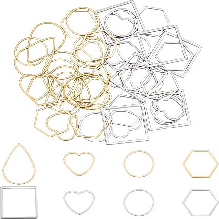 Unicraftale 48Pcs 8 Style 304 Stainless Steel Linking Rings STAS-UN0020-58-1