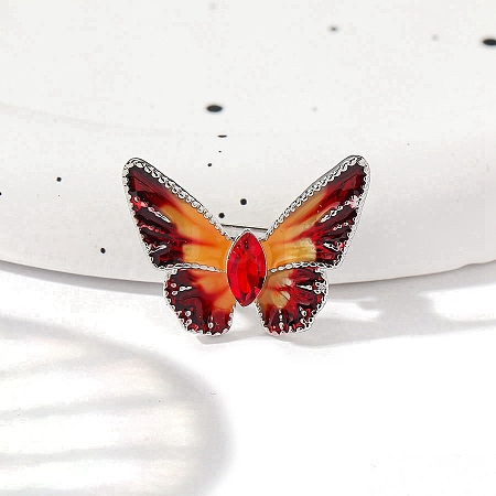 Butterfly Alloy Enamel Brooches PW-WG37196-03-1