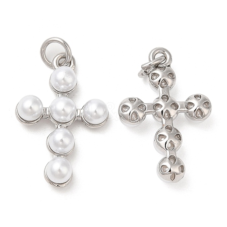 Brass Plastic Imitation Pearls Pendants KK-Q775-23P-1