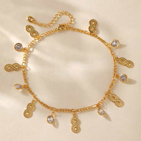 Brass Crystal Rhinestone Infinity Charm Anklets for Women FS-WG122D3-01-1