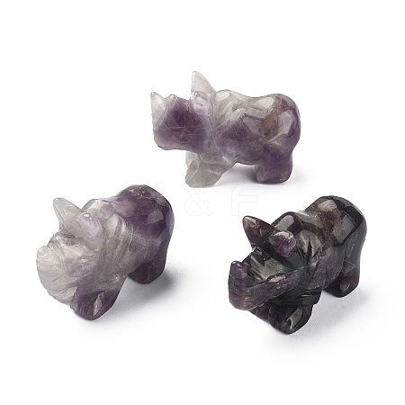 Natural Amethyst Carved Healing Rhinoceros Figurines DJEW-M008-02H-1