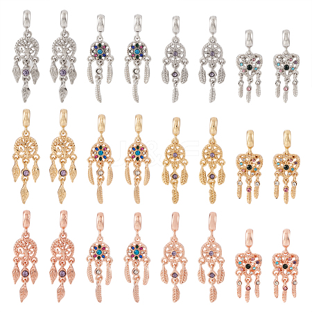  24Pcs 12 Styles Rack Plating Alloy European Dangle Charms MPDL-TA0001-04-1