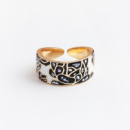 Retro Adjustable Alloy Cubic Zirconia and Enamel Cuff Rings FS-WG5A152-06-1