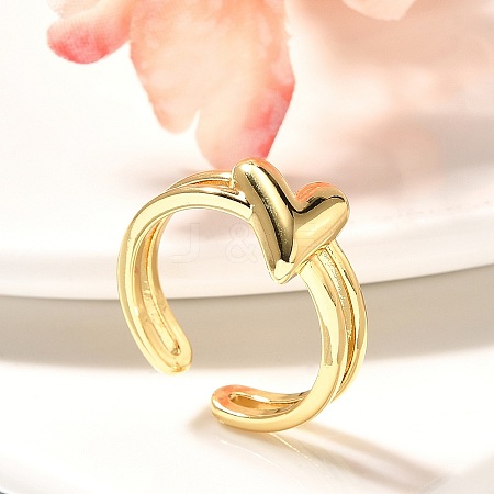 Rack Plating Brass Cuff Finger Rings for Women RJEW-C117-03G-1