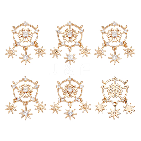 BENECREAT Brass Micro Pave Clear Cubic Zirconia Pendants KK-BC0010-45-1