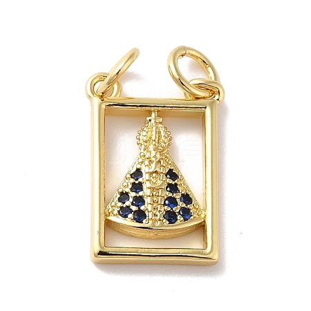 Rack Plating Brass Micro Pave Cubic Zirconia Pendants KK-E281-26G-1