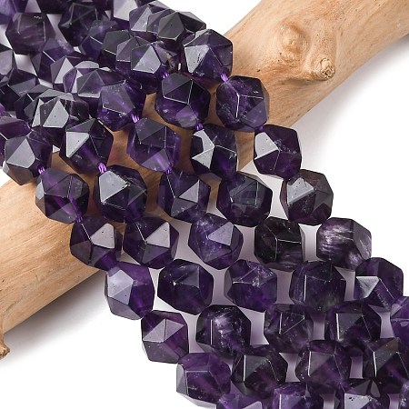 Faceted Natural Amethyst Beads Strands G-K066-09-10mm-1