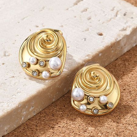 304 Stainless Steel Clear Cubic Zirconia Stud Earrings EJEW-R020-05G-03-1