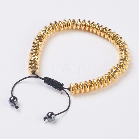 Adjustable Non-Magnetic Synthetic Hematite Braided Beaded Bracelets BJEW-I261-02-1