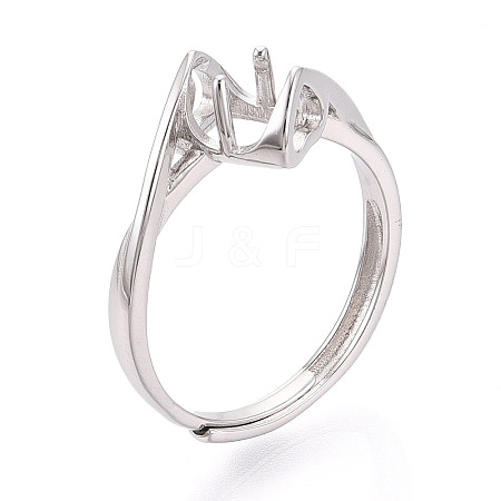 Rhodium Plated 925 Sterling Silver Engagement Solitaire Ring Settings STER-T008-16P-1