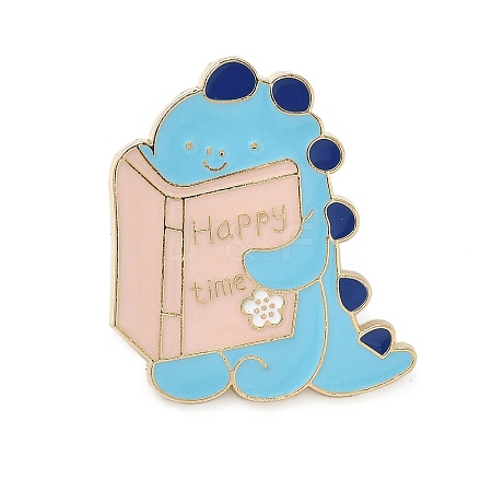 Dinosaur Reading Book Enamel Pins JEWB-D308-01C-G-1