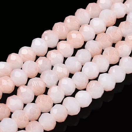 Two-Tone Imitation Jade Glass Beads Strands GLAA-T033-01A-02-1