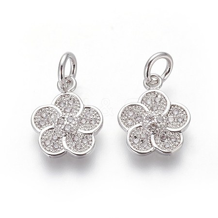 Brass Micro Pave Cubic Zirconia Charms ZIRC-J021-17P-RS-1