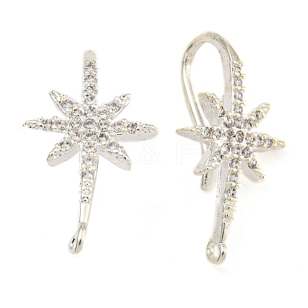 Rack Plating Brass Pave Cubic Zirconia Earring Hooks KK-O143-21S-1