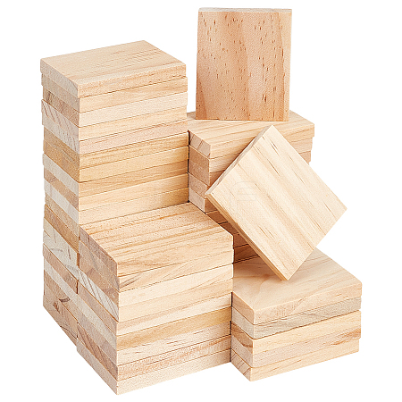 Unfinished Pine Wood Rectangle Shape Slices WOOD-WH0002-63A-1
