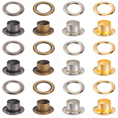 200 Sets 4 Colors Iron Grommet Eyelet Findings SCRA-GF0001-10A-03-1