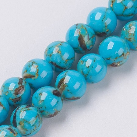 Sea Shell and Synthetic Turquoise Assembled Beads Strands X-G-G758-04-6mm-1