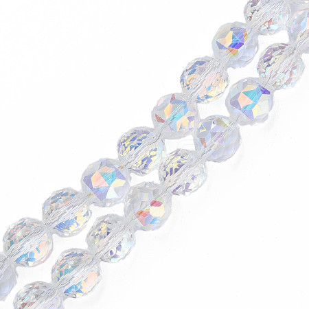 Electroplate Transparent Glass Beads Strands EGLA-N002-34A-C03-1