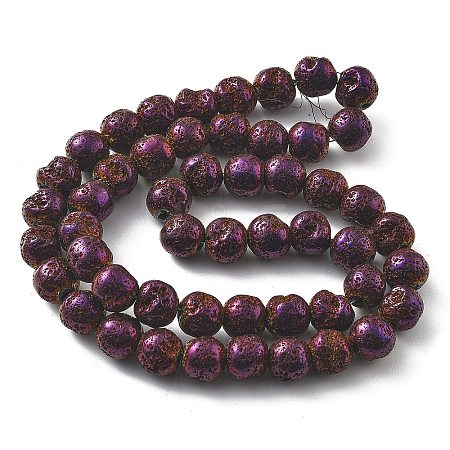 Electroplated Natural Lava Rock Beads Strands G-A251-E01-01B-1
