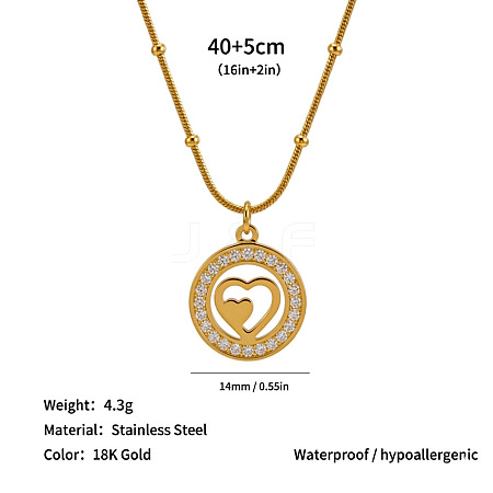 304 Stainless Steel Crystal Rhinestone Ring Pendant Necklaces WG906B2-07-1