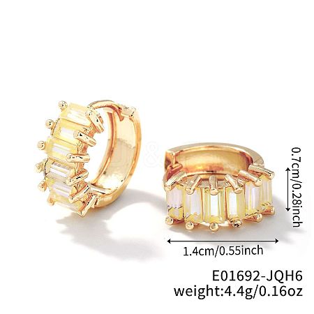 Cute Square Candy Brass Cubic Zirconia Hoop Earrings XX8349-16-1