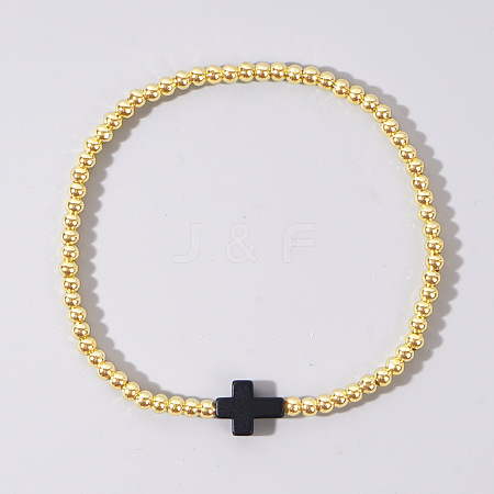 Brass Bead Stretch Bracelets for Women QZ0147-5-1