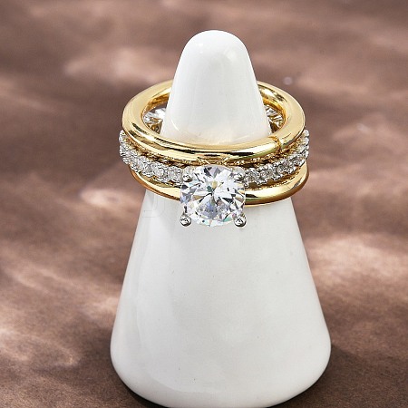 Brass Micro Pave Cubic Zirconia Plain Band Finger Rings for Women RJEW-P160-01C-G01-1