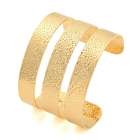 Ion Plating(IP) 304 Stainless Steel Textured Hollow Open Cuff Bangles BJEW-S151-01G-02-1