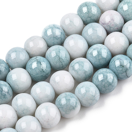 Opaque Crackle Glass Round Beads Strands GLAA-T031-01A-1