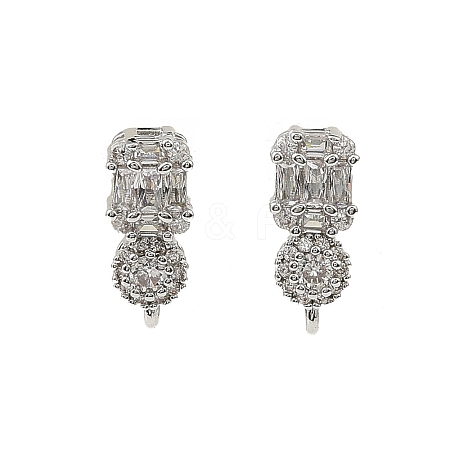 Brass Micro Pave Clear Cubic Zirconia Stud Earring Findings LS-KK-C107-06P-1