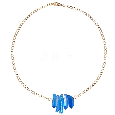 Irregular Natural Quartz Crystal Beads Pendant Necklace for Wonen NJEW-SW00009-1
