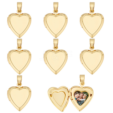 8Pcs Brass Locket Pendants KK-ME0001-61-1