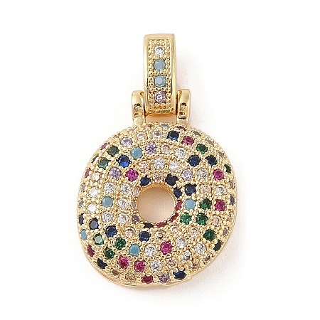 Brass Micro Pave Cubic Zirconia Pendants ZIRC-P121-01G-O-1